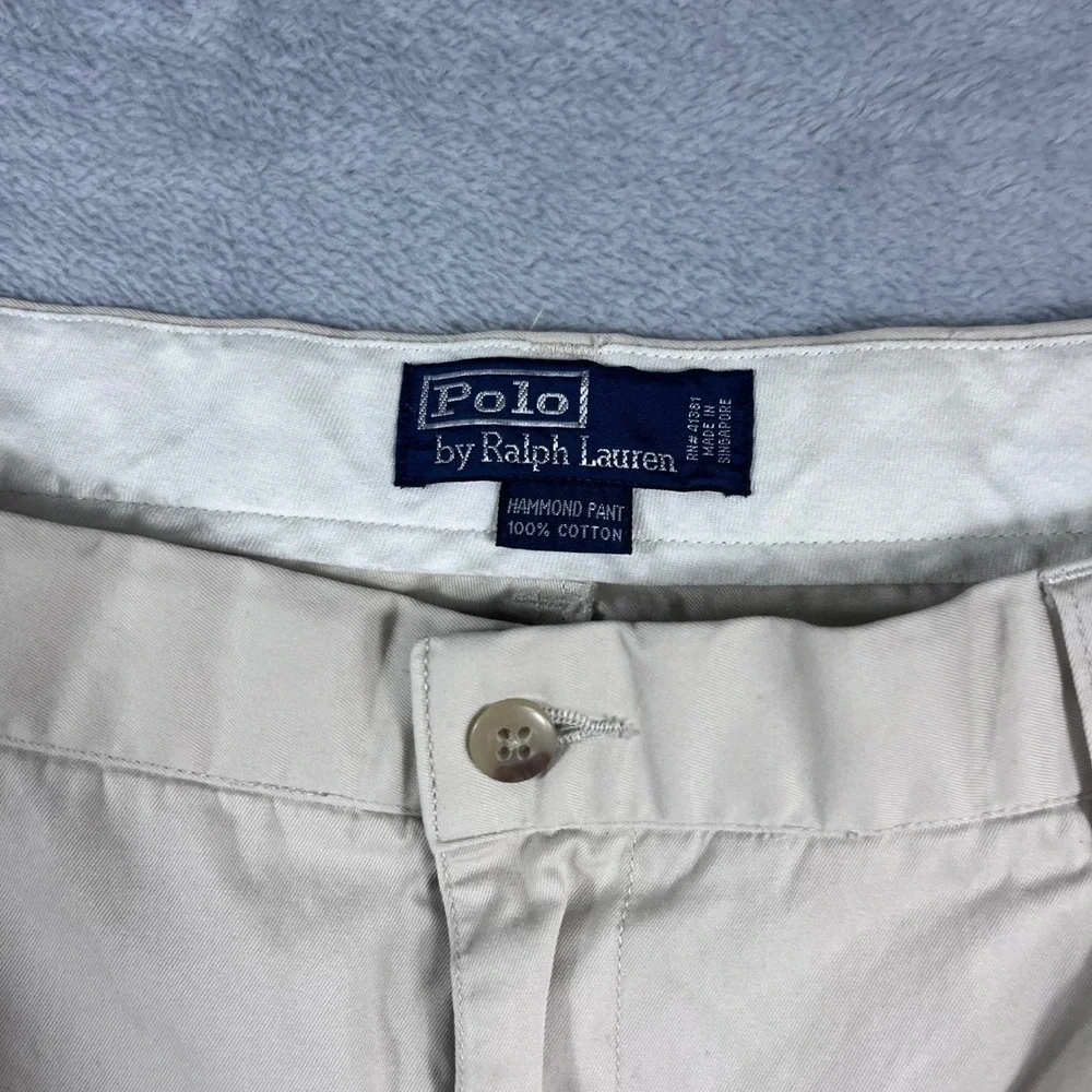 Polo Ralph Lauren Hammond Pant Men 40x32 Tan Khaki Pleated Cuffed Chino Trousers